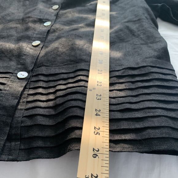Sweet Jessie Womens  Linen Shacket Button Jacket Black Blazer Lagenlook Large - Picture 12 of 12